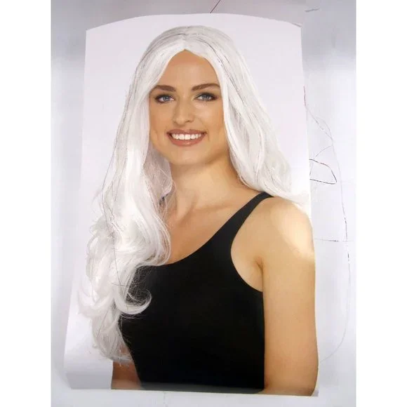 Claire's Womens Hair Accessories Halloween White Tinsel Sparkly Wig Costumes New - Picture 2 of 7